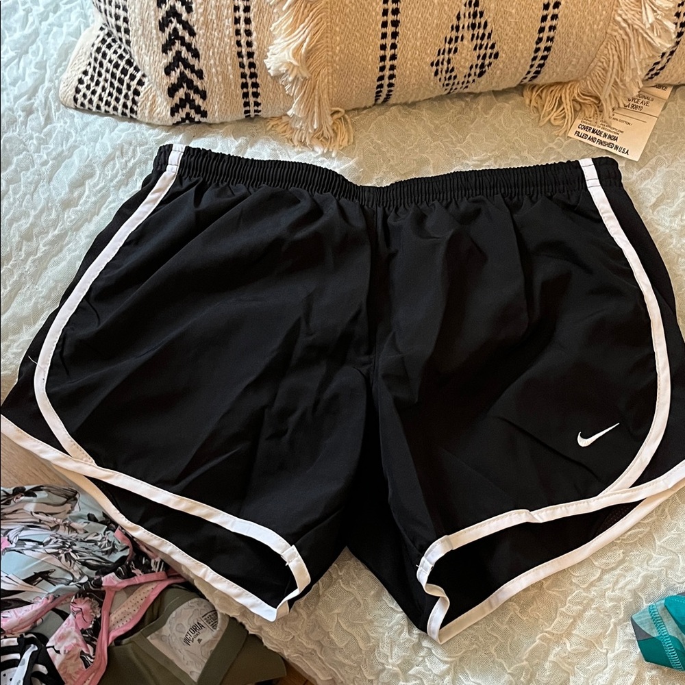 Nike Junior 's Black and White Athletic Shorts